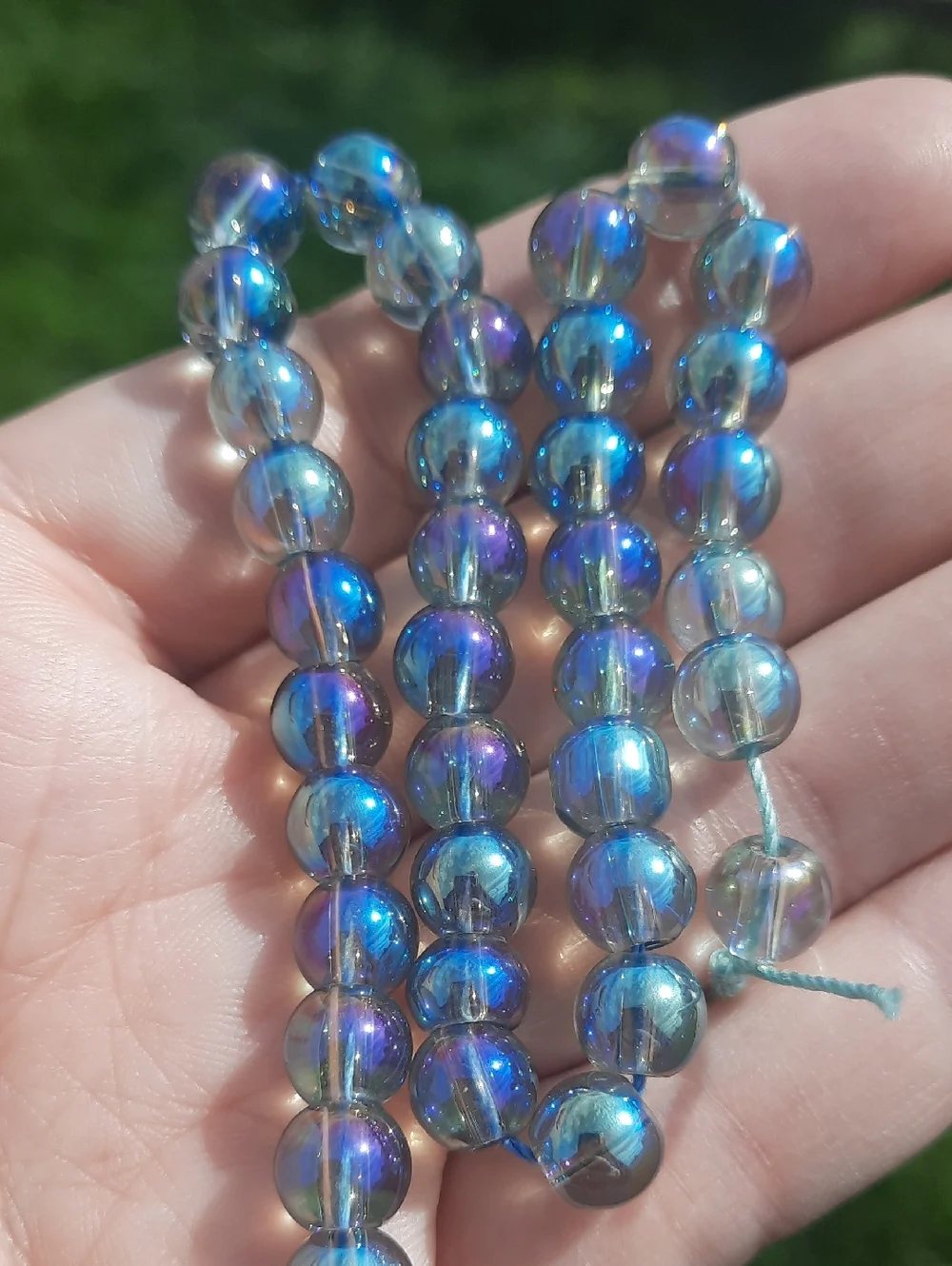 8mm Aura Coated Mermaid Glass Bead Strand - 10